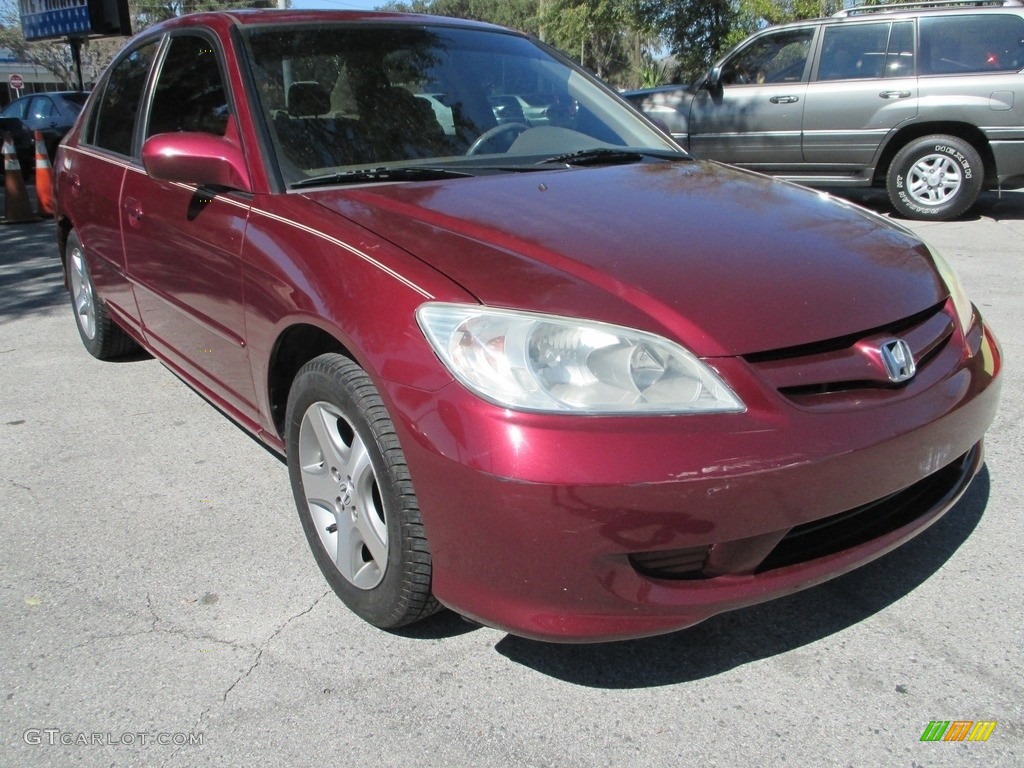 2004 Civic EX Sedan - Radiant Ruby Pearl / Gray photo #1