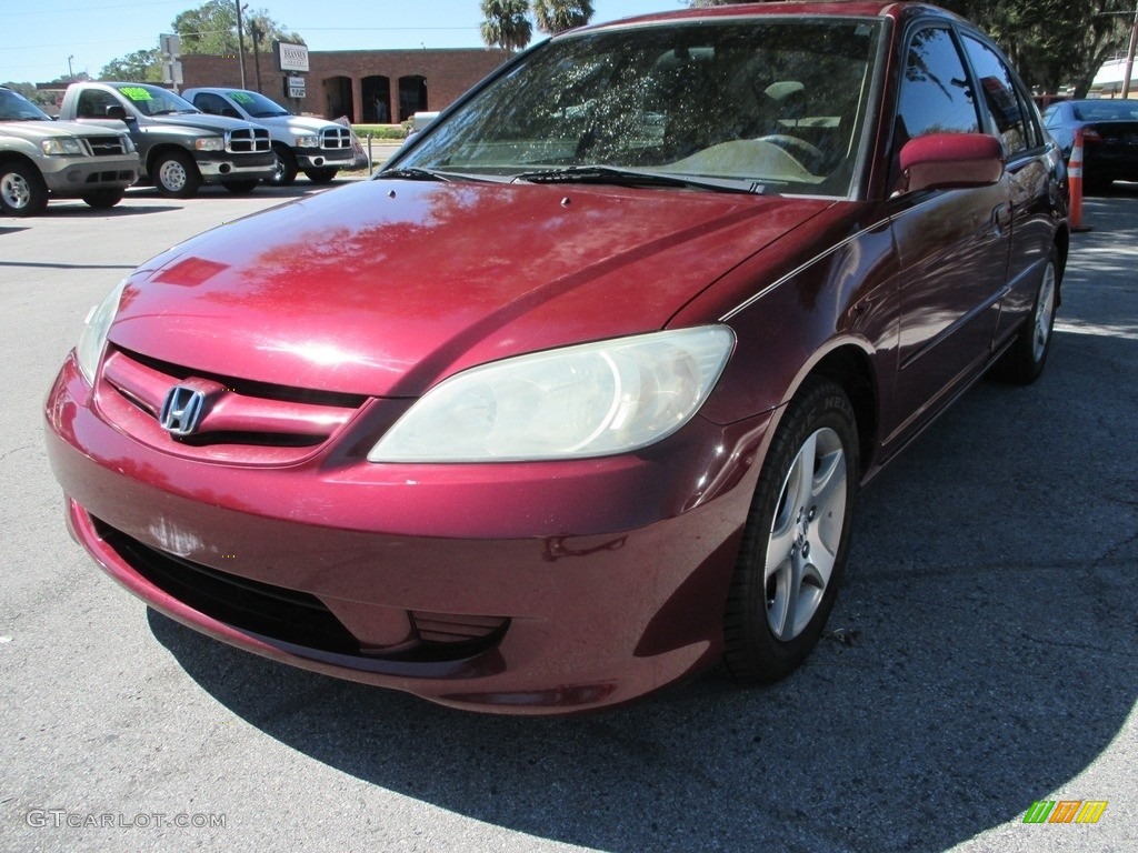 2004 Civic EX Sedan - Radiant Ruby Pearl / Gray photo #7