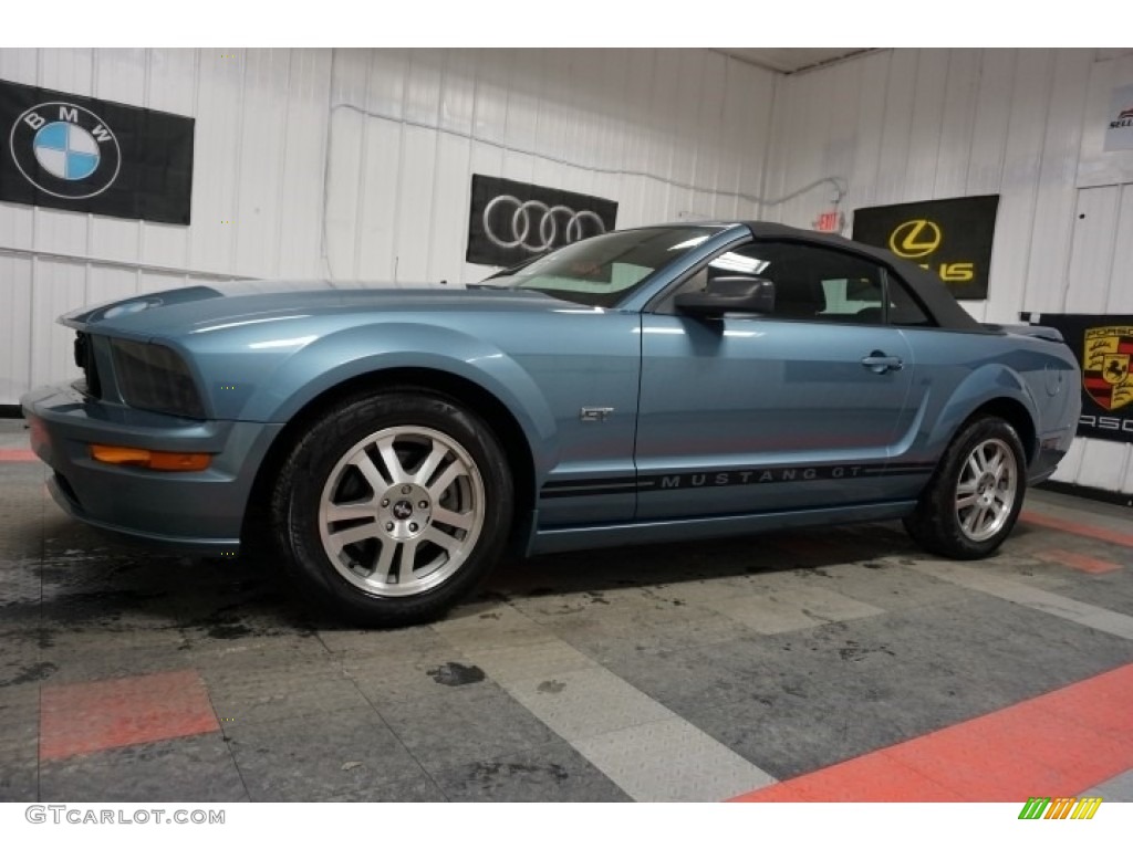 2006 Mustang GT Premium Convertible - Windveil Blue Metallic / Red/Dark Charcoal photo #2