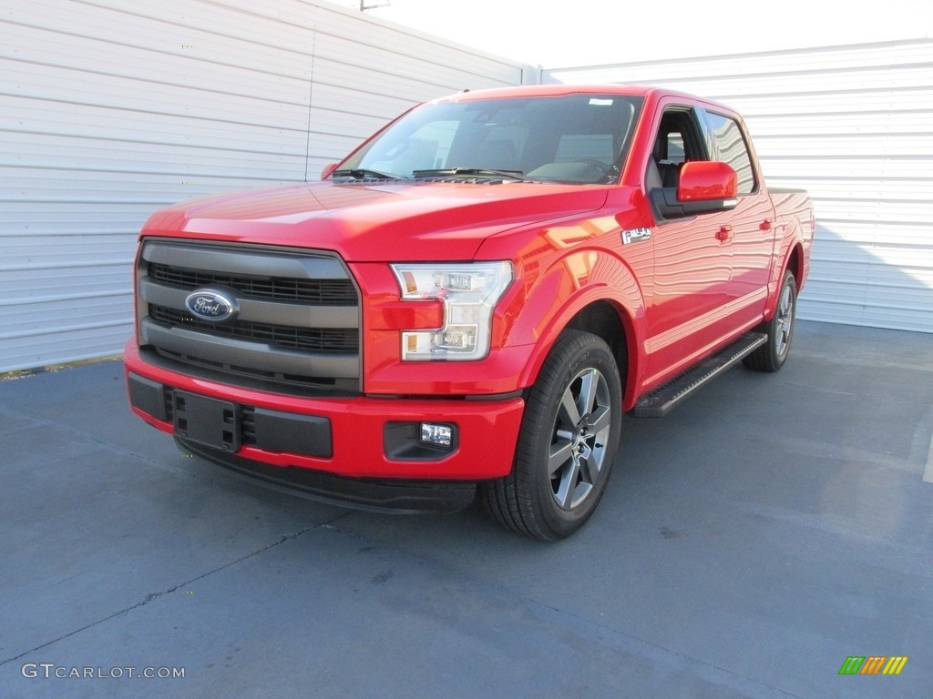 Race Red 2016 Ford F150 Lariat SuperCrew Exterior Photo #111105275