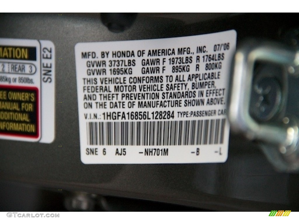 2006 Civic EX Sedan - Shoreline Mist Metallic / Gray photo #32