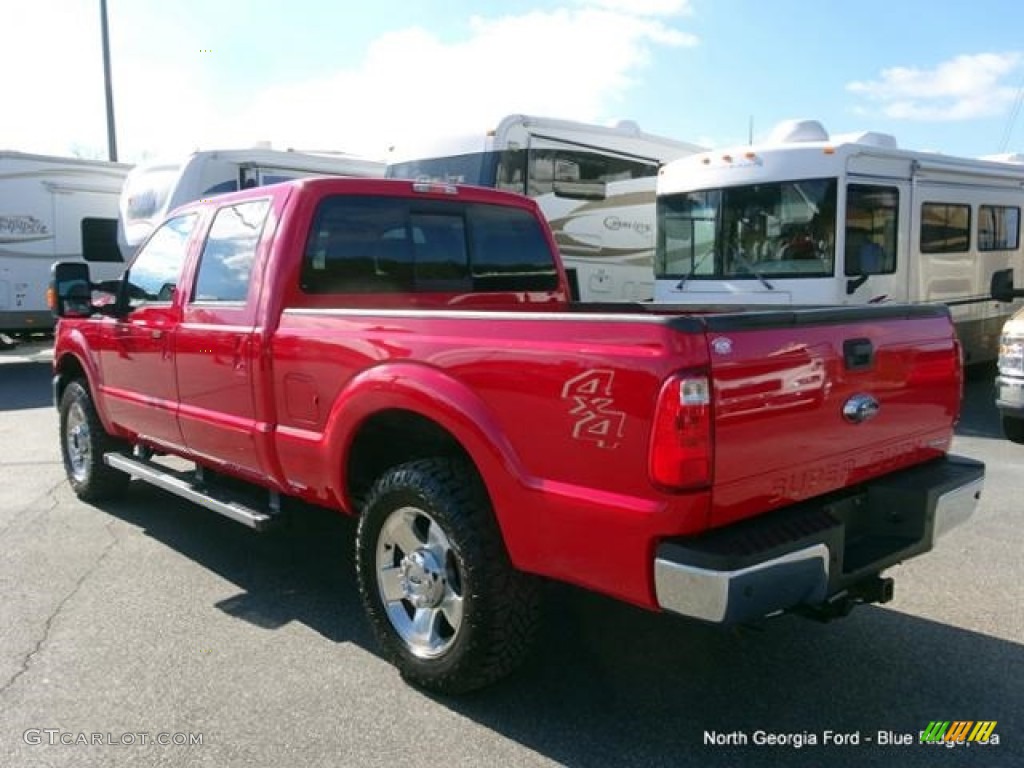 2014 F250 Super Duty Lariat Crew Cab 4x4 - Vermillion Red / Adobe photo #3