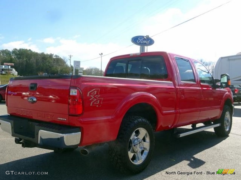 2014 F250 Super Duty Lariat Crew Cab 4x4 - Vermillion Red / Adobe photo #5