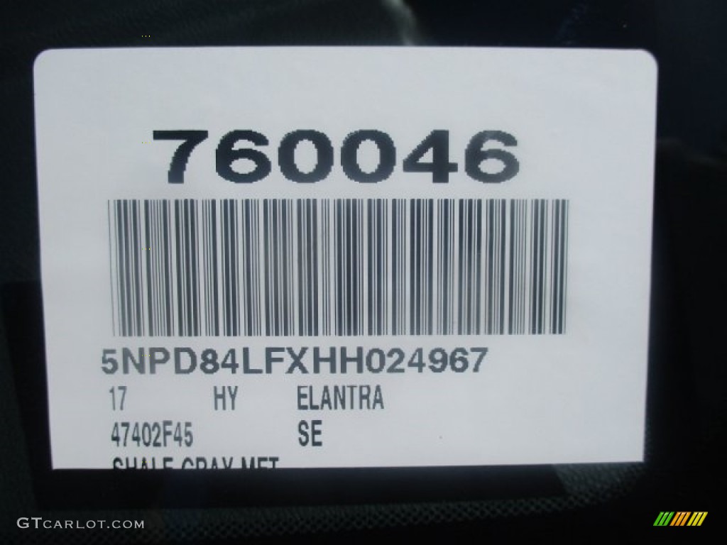 2017 Elantra SE - Gray / Gray photo #3