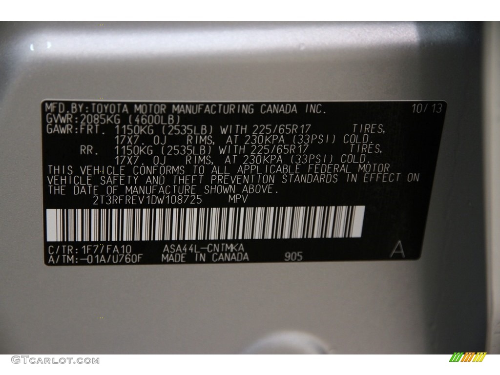 2013 RAV4 XLE AWD - Classic Silver Metallic / Ash photo #21