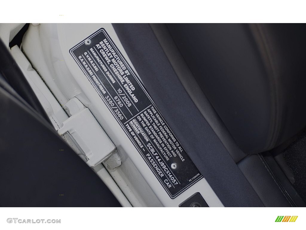 2009 Bentley Arnage T Info Tag Photos