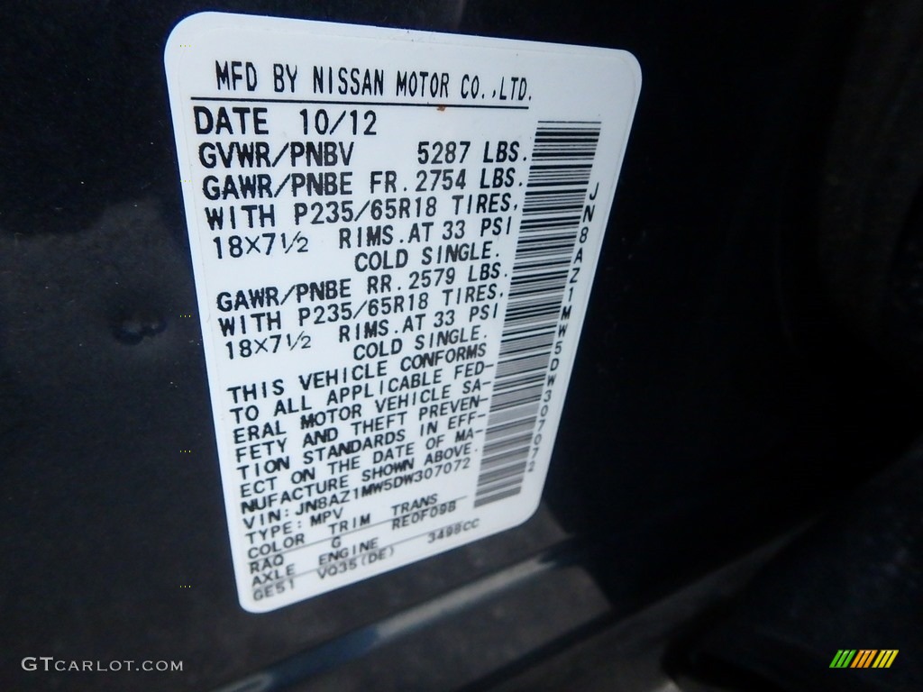 2013 Murano S AWD - Graphite Blue / Black photo #23