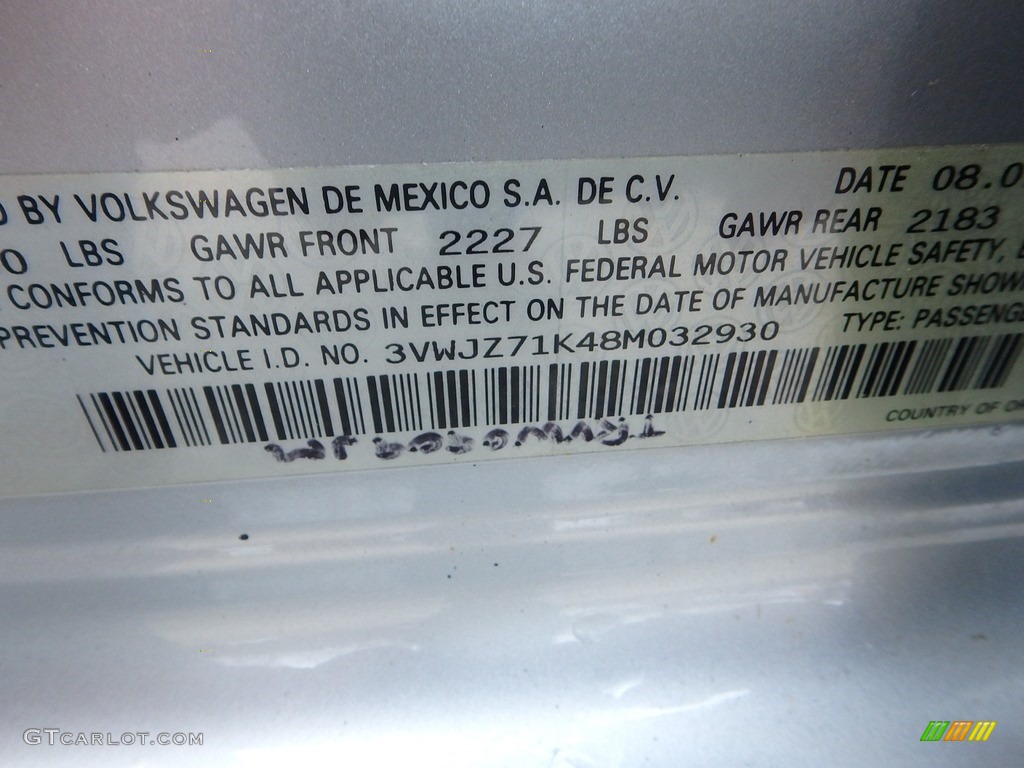 2008 Jetta S Sedan - Reflex Silver Metallic / Art Grey photo #24