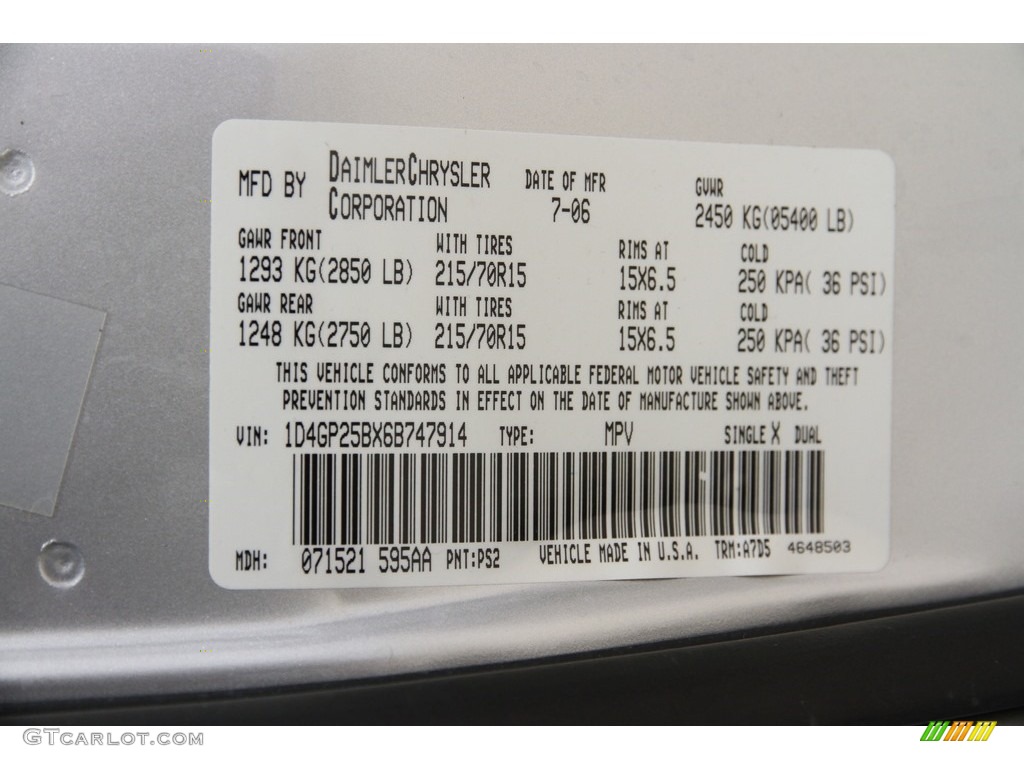 2006 Caravan SE - Bright Silver Metallic / Medium Slate Gray photo #15