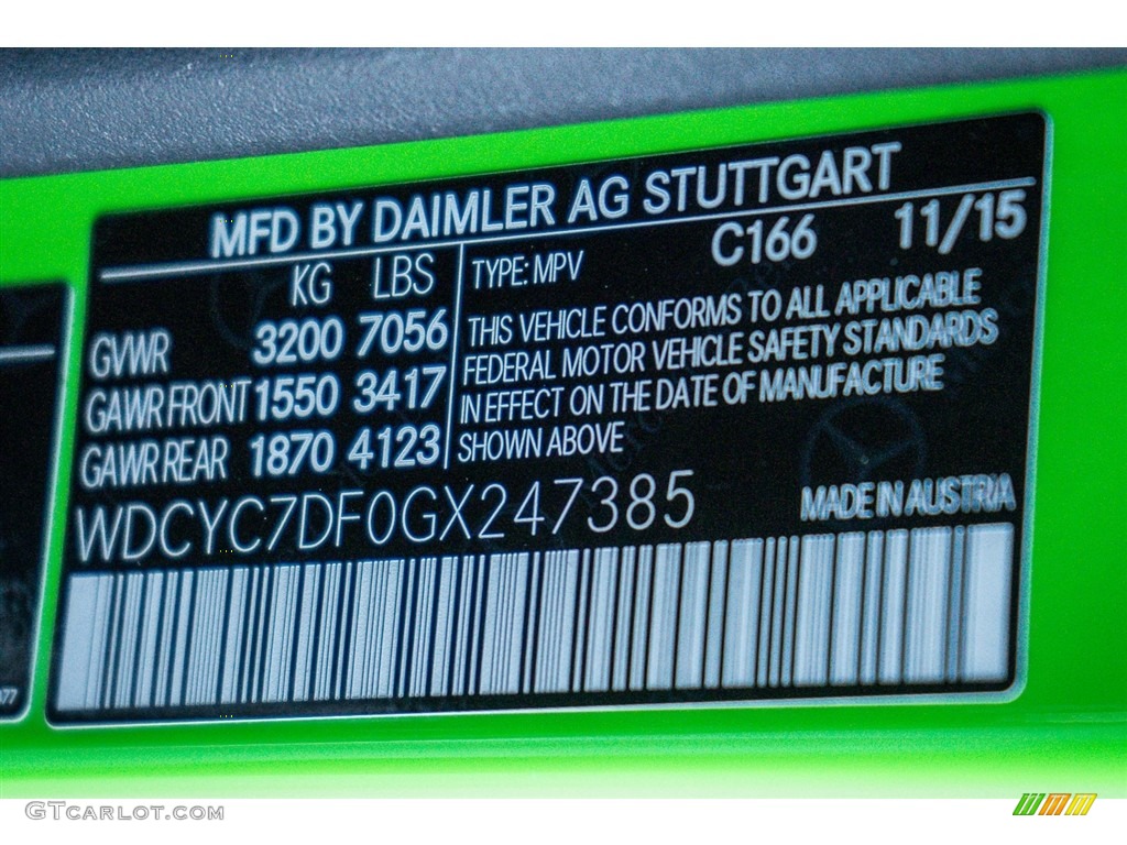 2016 G Color Code C166 for Alien Green Edition Photo #111186830