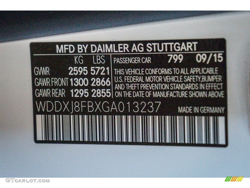 2016 S Color Code 799 for designo Diamond White Metallic Photo #111189158