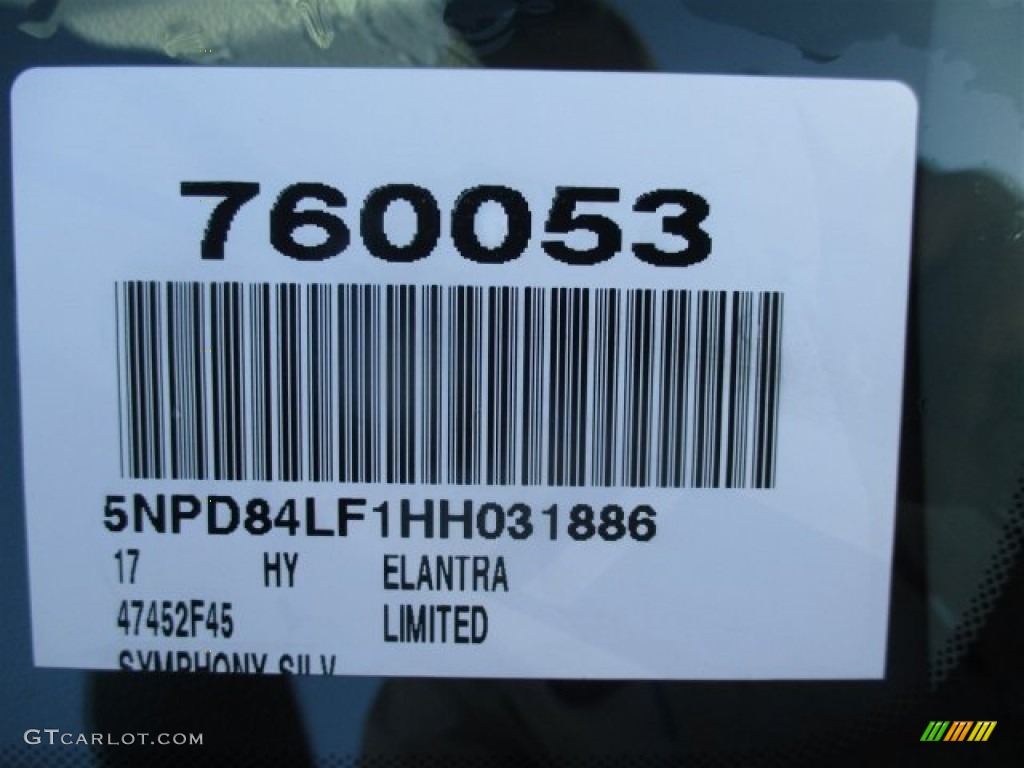2017 Elantra Limited - Silver / Gray photo #21