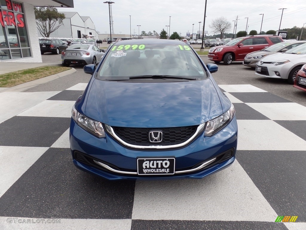 2015 Civic LX Sedan - Dyno Blue Pearl / Gray photo #2