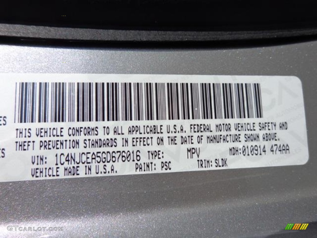 2016 Jeep Compass High Altitude Color Code Photos