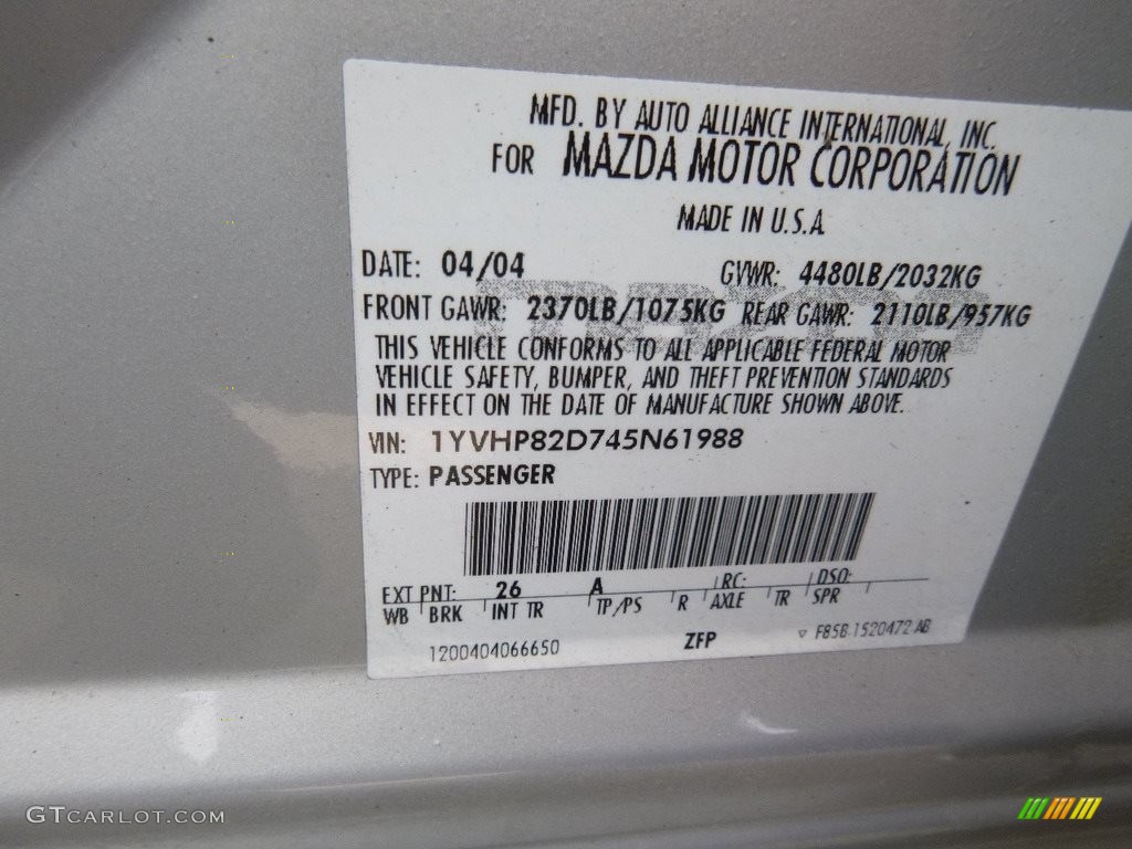 2004 MAZDA6 s Sport Wagon - Glacier Silver Metallic / Gray photo #13