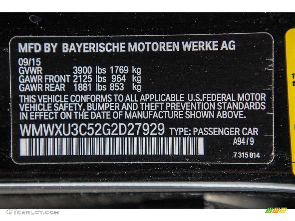 2016 Hardtop Color Code A94 for Midnight Black Metallic Photo #111247661