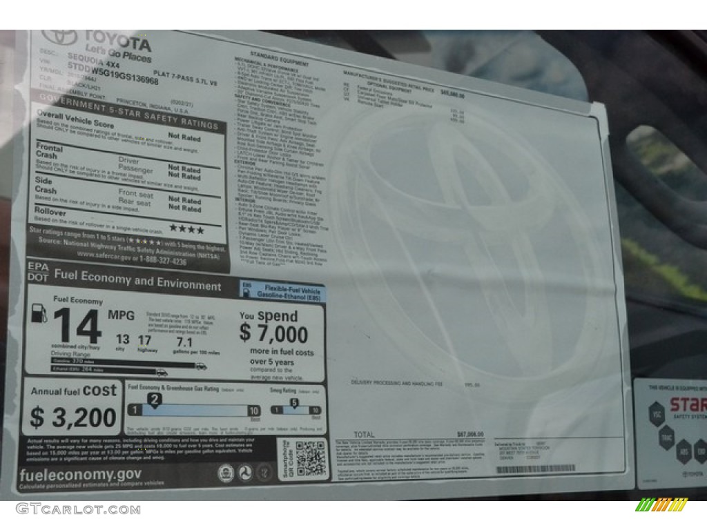 2016 Toyota Sequoia Platinum 4x4 Window Sticker Photos