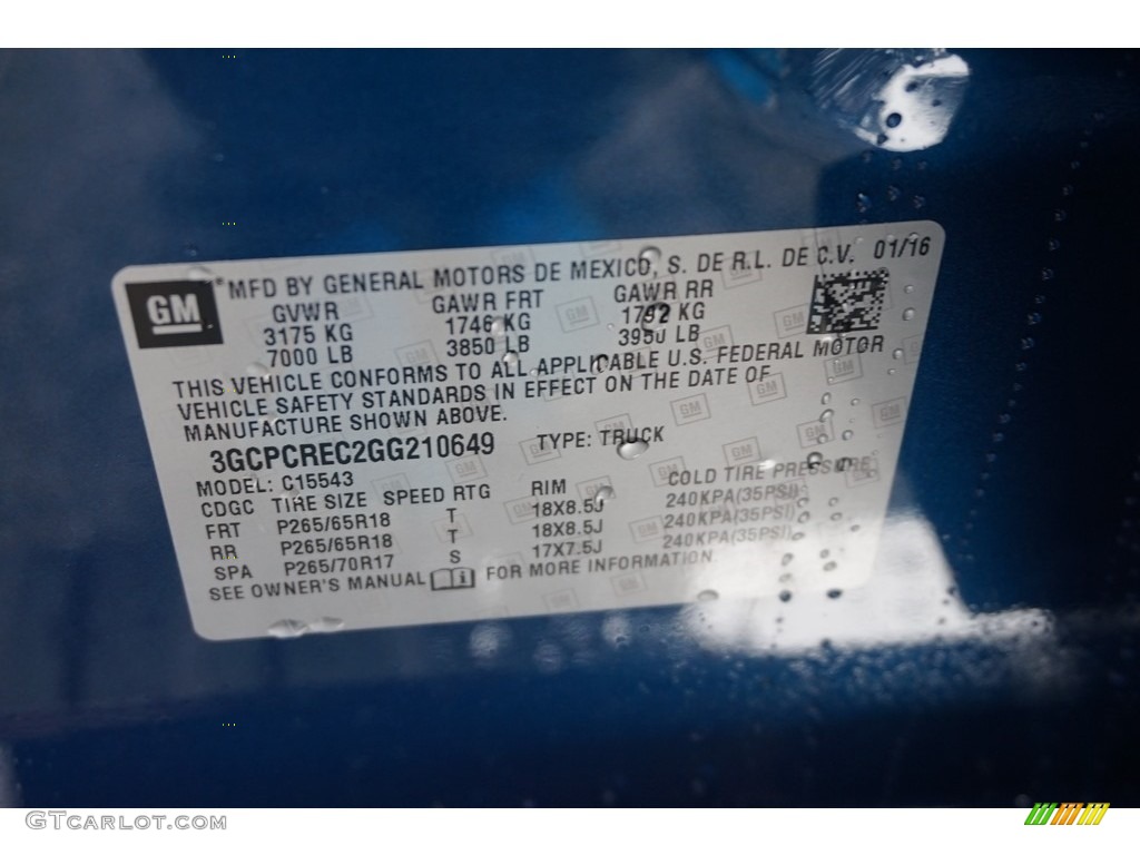 2016 Silverado 1500 LT Crew Cab - Deep Ocean Blue Metallic / Jet Black photo #16