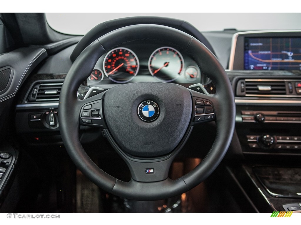 2013 BMW 6 Series 650i Coupe Frozen Silver Edition Black Steering Wheel Photo #111293332