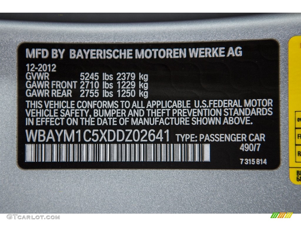 2013 BMW 6 Series 650i Coupe Frozen Silver Edition Color Code Photos