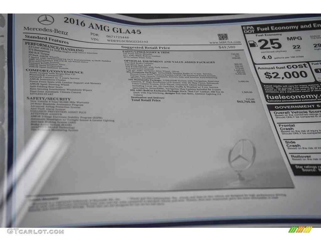 2016 Mercedes-Benz GLA 45 AMG Window Sticker Photo #111312956