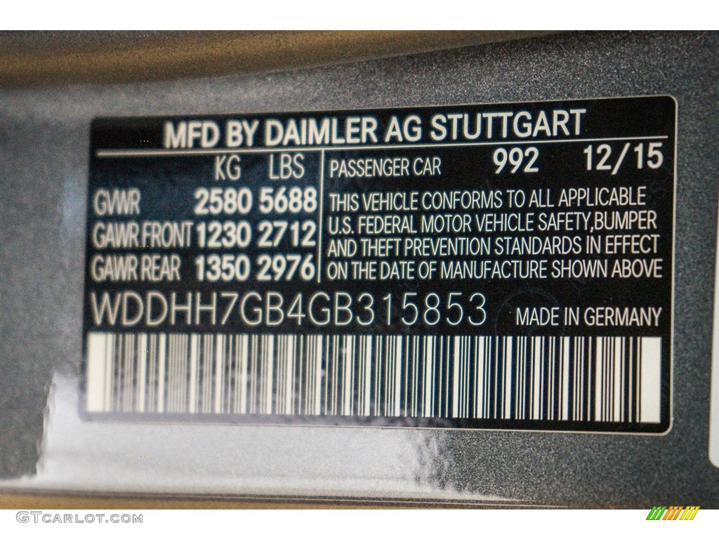 2016 Mercedes-Benz E 63 AMG 4Matic S Wagon Color Code Photos