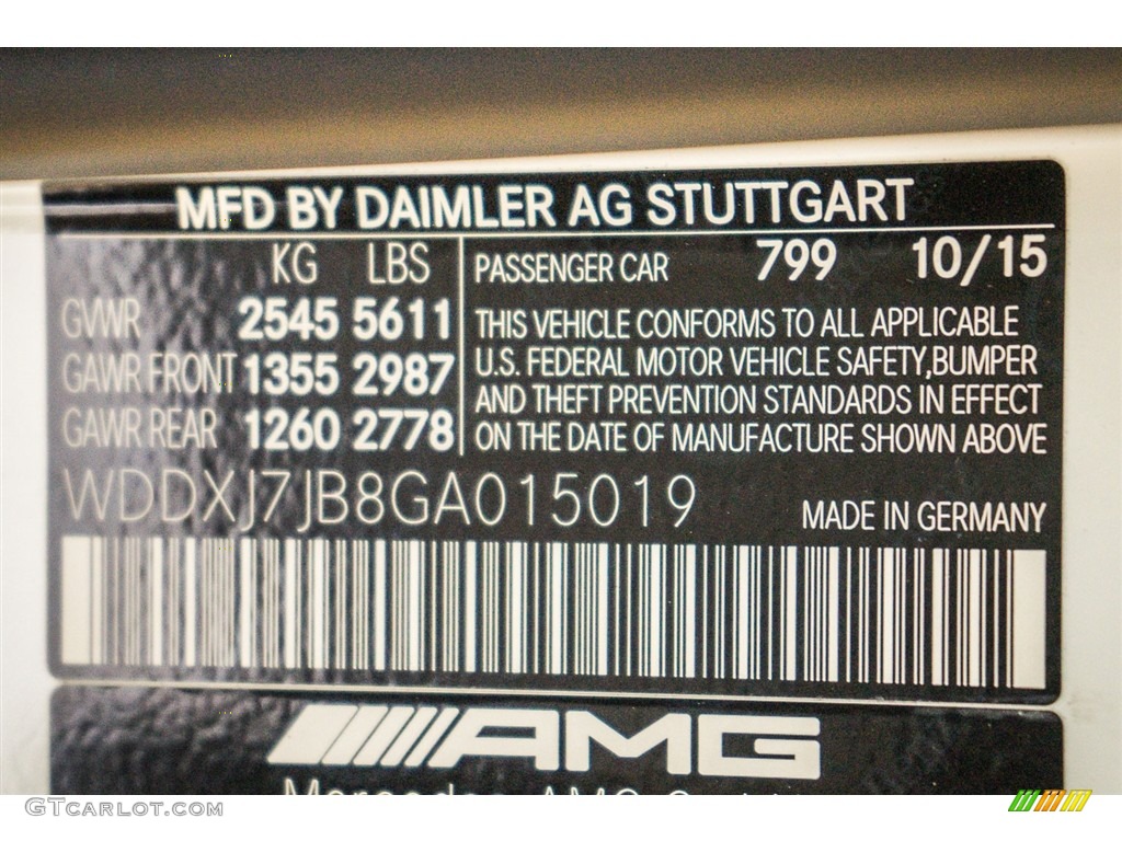 2016 S Color Code 799 for designo Diamond White Metallic Photo #111319568