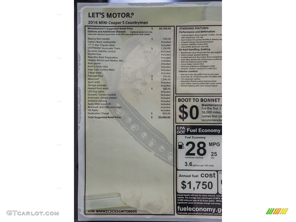 2016 Mini Countryman Cooper S Window Sticker Photo #111321440