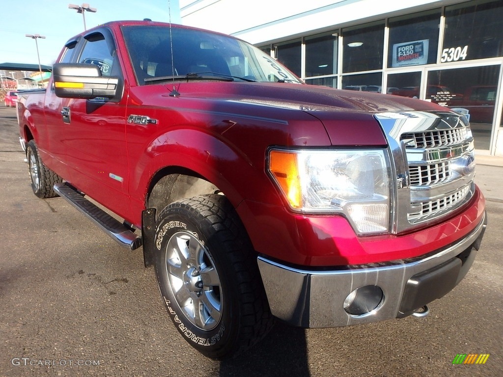 2013 F150 XLT SuperCab 4x4 - Ruby Red Metallic / Steel Gray photo #2