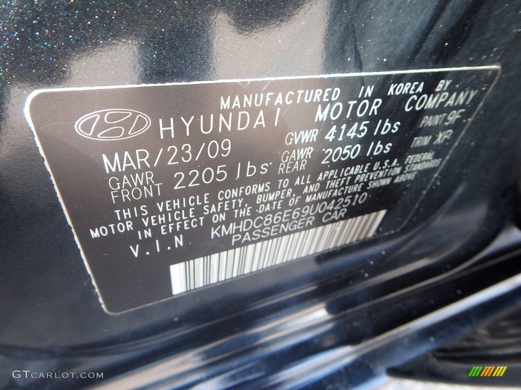 2009 Elantra Touring - Black Pearl / Black photo #24