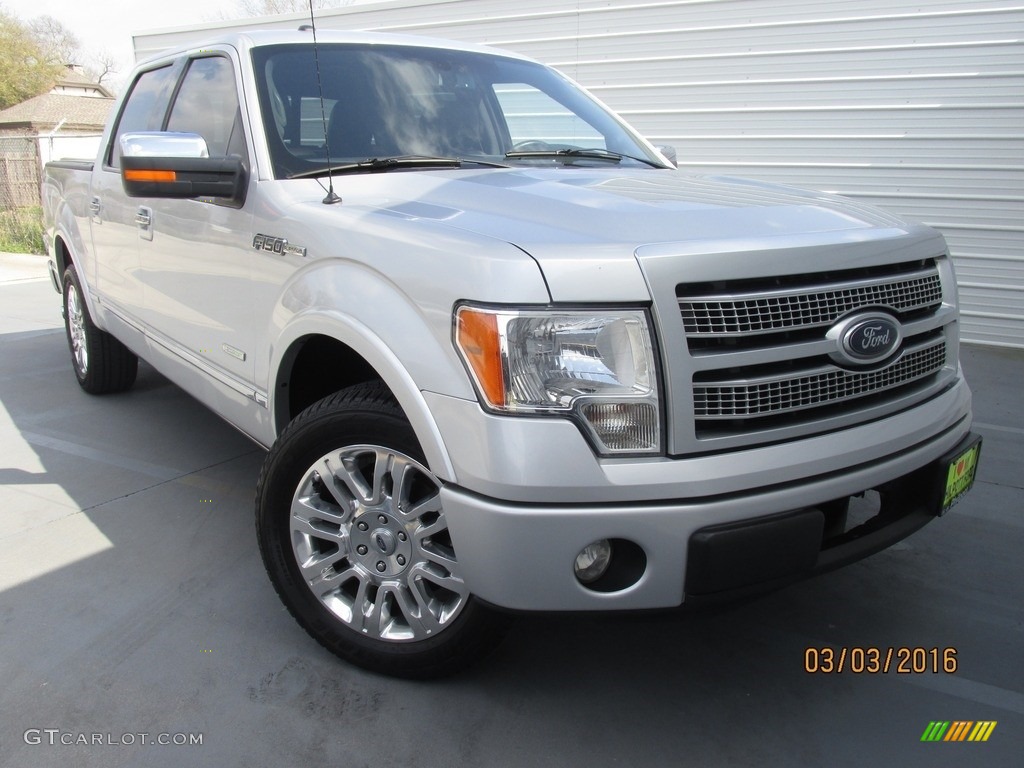 2012 F150 Platinum SuperCrew - Ingot Silver Metallic / Platinum Sienna Brown/Black Leather photo #1