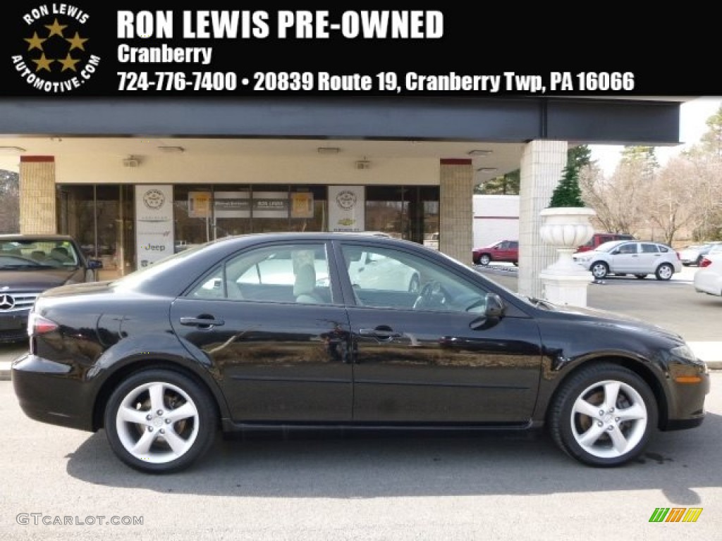 2007 MAZDA6 s Sport Sedan - Onyx Black / Beige photo #1
