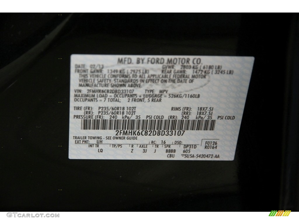 2013 Flex SEL AWD - Tuxedo Black Metallic / Dune photo #20