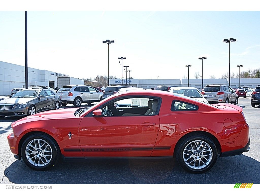 2012 Mustang V6 Premium Coupe - Race Red / Stone photo #6
