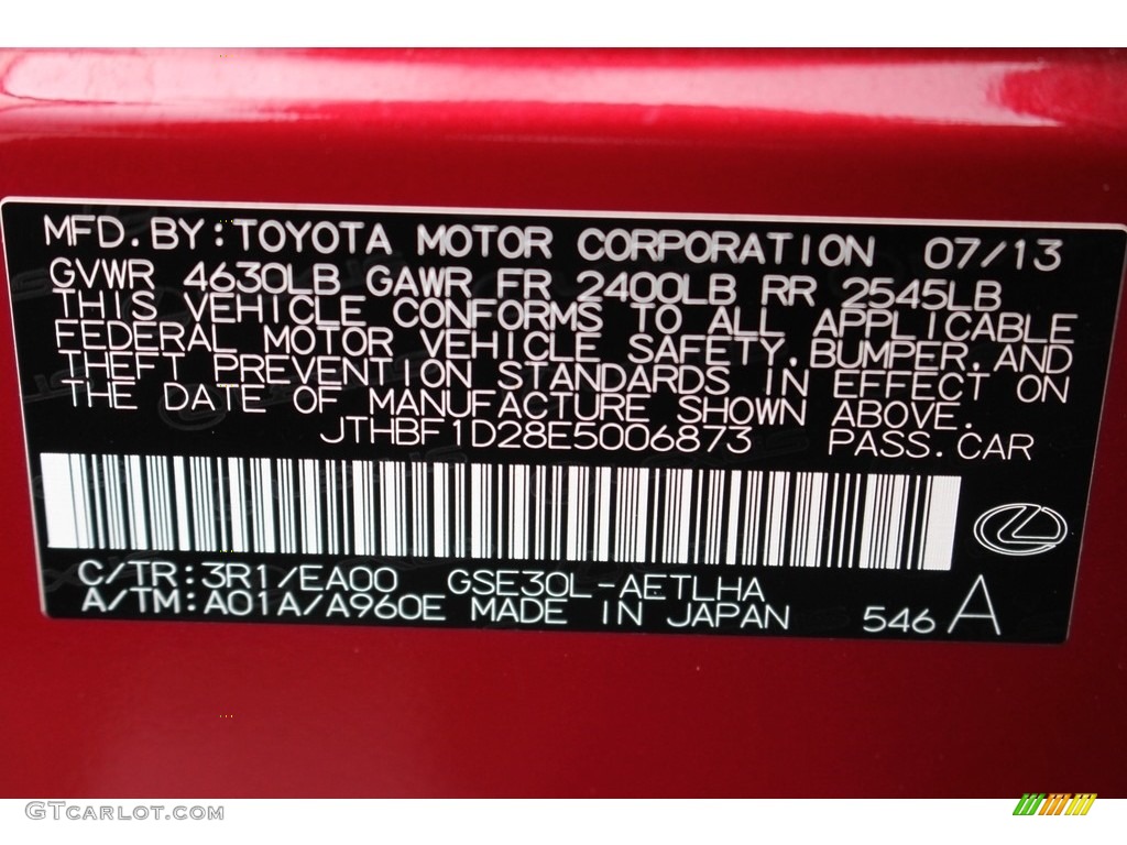 2014 IS 250 - Matador Red Mica / Black photo #47