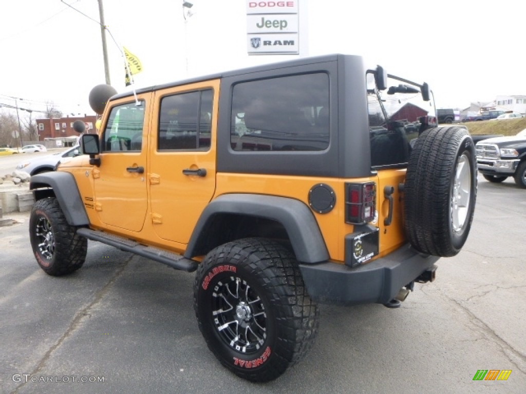 2012 Wrangler Unlimited Sport 4x4 - Dozer Yellow / Black photo #4