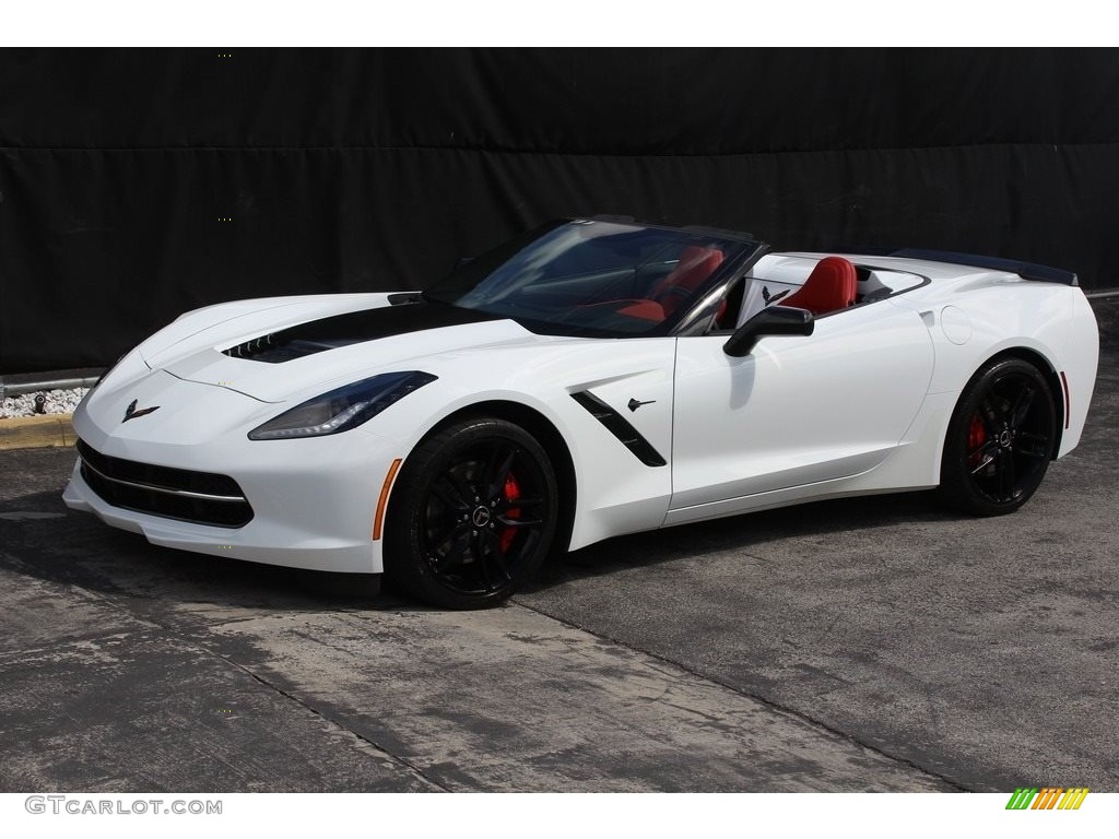 2015 Corvette Stingray Convertible Z51 - Arctic White / Adrenaline Red photo #7