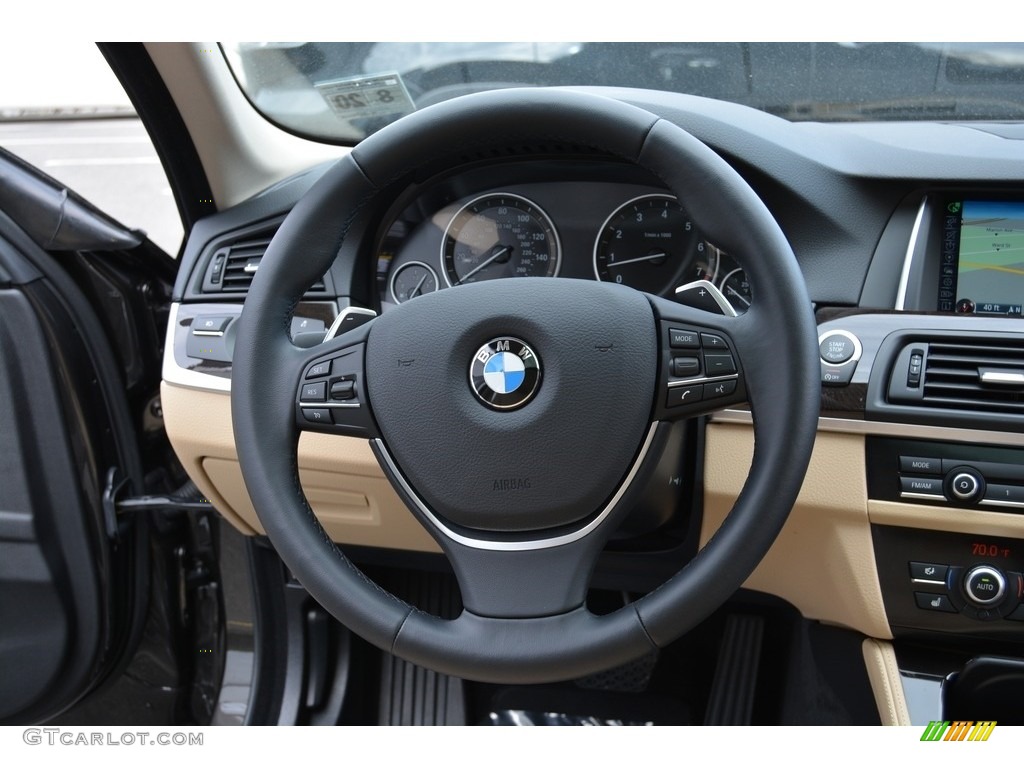2016 BMW 5 Series 535i xDrive Sedan Venetian Beige/Black Steering Wheel Photo #111377491
