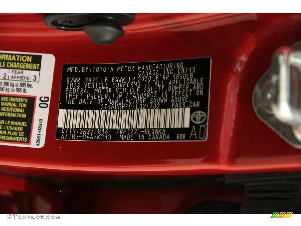 2014 Corolla LE - Barcelona Red Metallic / Ash photo #17