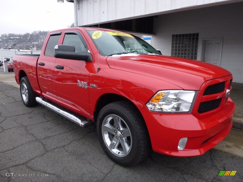2014 1500 Express Quad Cab 4x4 - Flame Red / Black/Diesel Gray photo #9