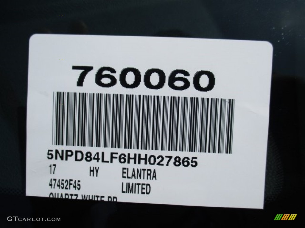 2017 Elantra Limited - White / Beige photo #21