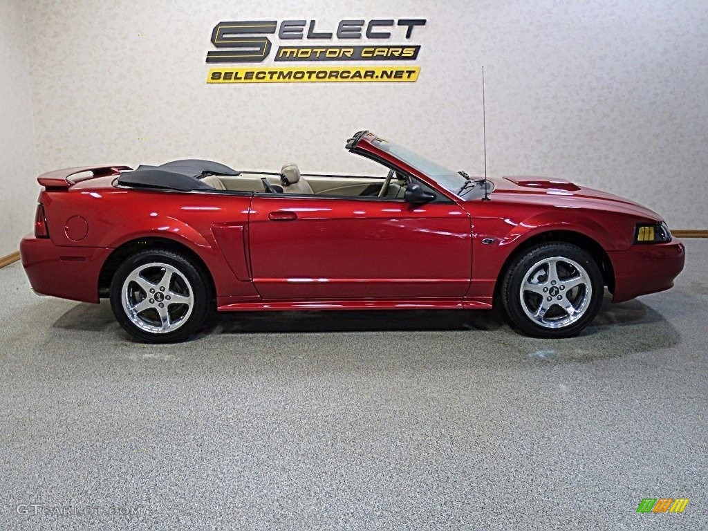 2002 Mustang GT Convertible - Laser Red Metallic / Medium Parchment photo #7
