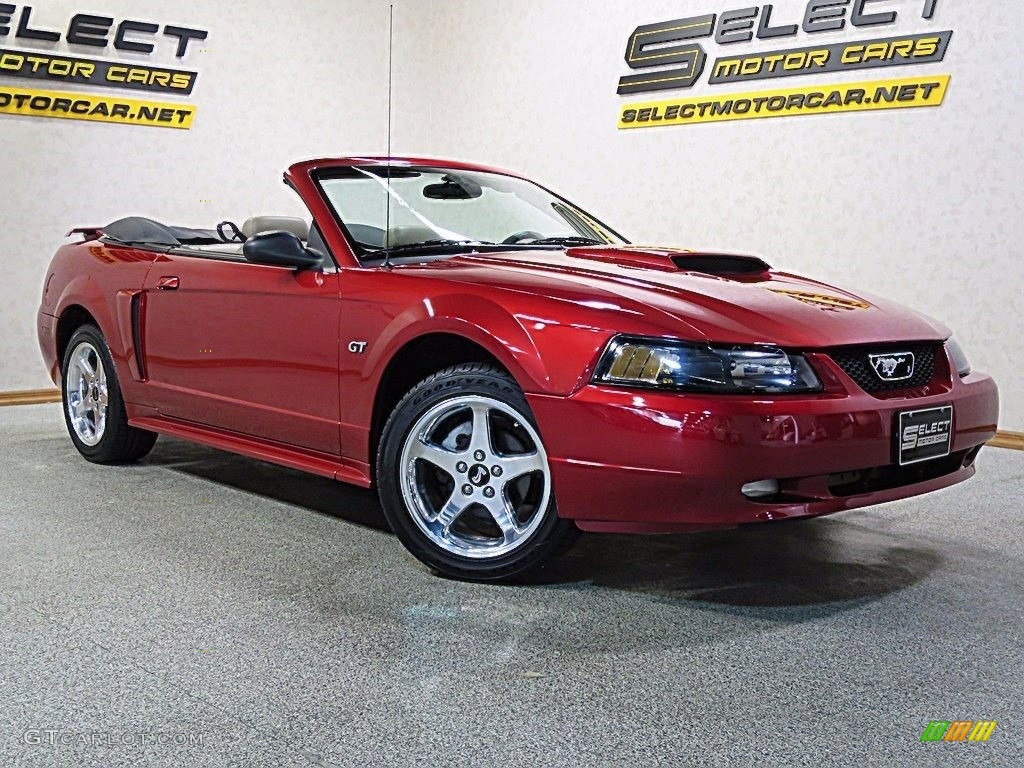 2002 Mustang GT Convertible - Laser Red Metallic / Medium Parchment photo #8