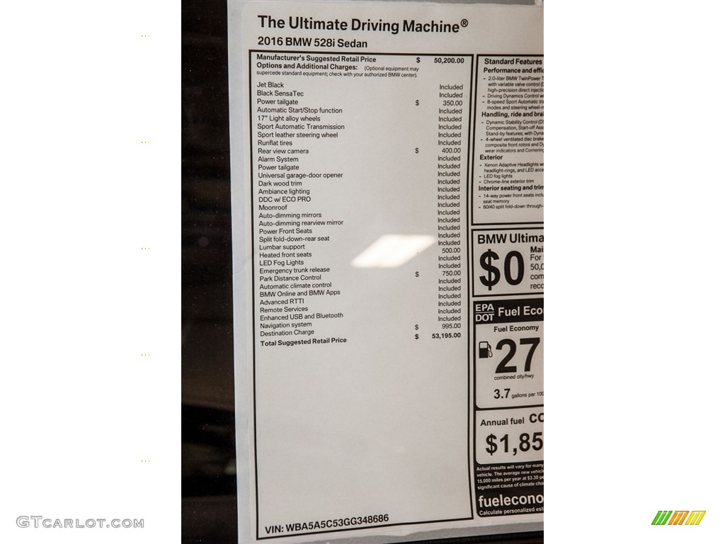 2016 5 Series 528i Sedan - Jet Black / Black photo #11