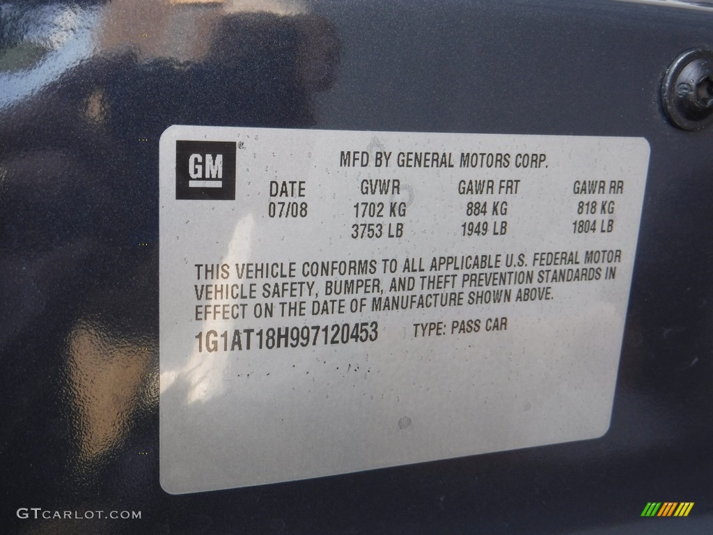 2009 Cobalt LT Coupe - Slate Metallic / Gray photo #19