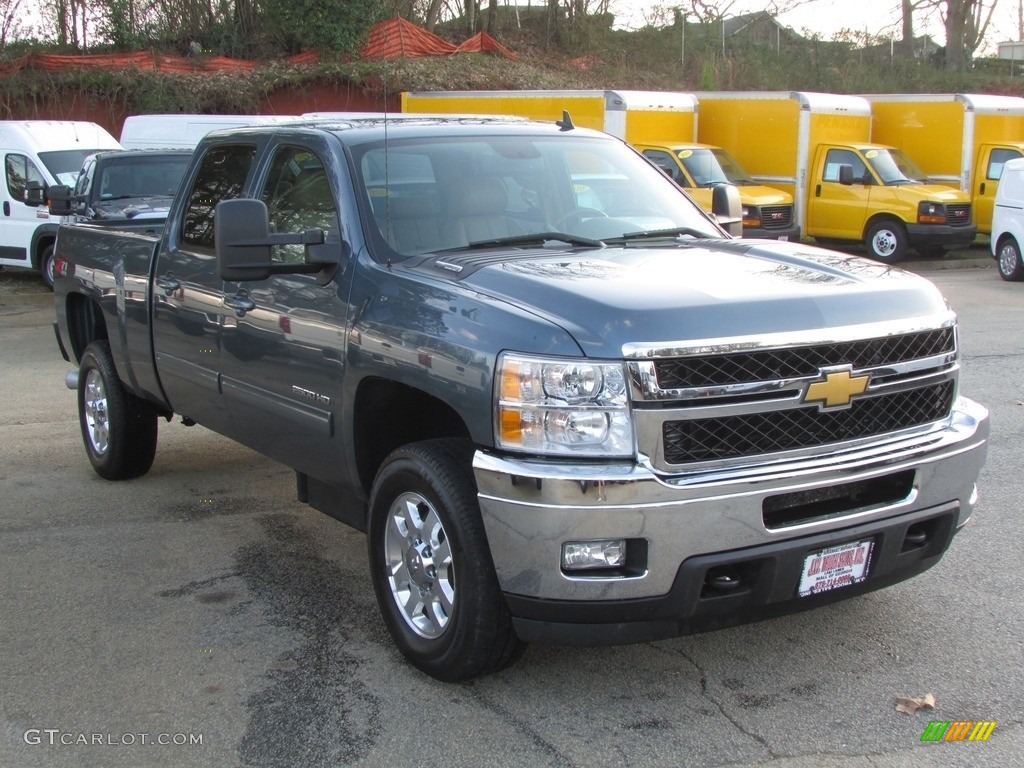 2013 Silverado 2500HD LTZ Crew Cab 4x4 - Blue Granite Metallic / Light Cashmere/Dark Cashmere photo #3