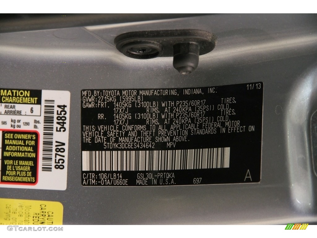 2014 Sienna XLE - Silver Sky Metallic / Light Gray photo #22