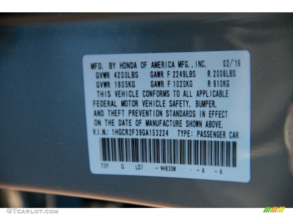2016 Accord LX Sedan - Lunar Silver Metallic / Black photo #18