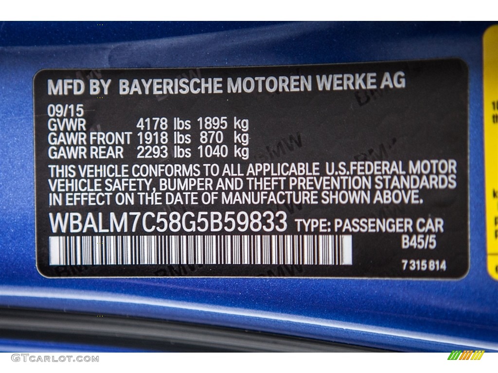 2016 Z4 Color Code B45 for Estoril Blue Metallic Photo #111518150