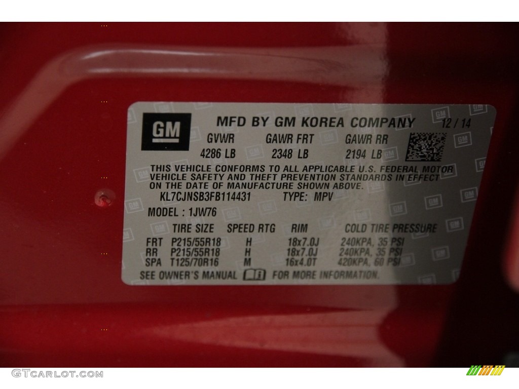 2015 Trax LTZ - Ruby Red Metallic / Jet Black photo #16